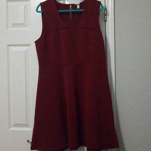 Maroon fit and flare dress